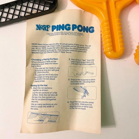 Vintage 1987 Nerf Ping Pong Table Tennis With Instructions and Original Box - Picture 6 of 12